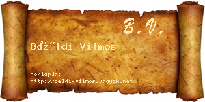 Béldi Vilmos névjegykártya